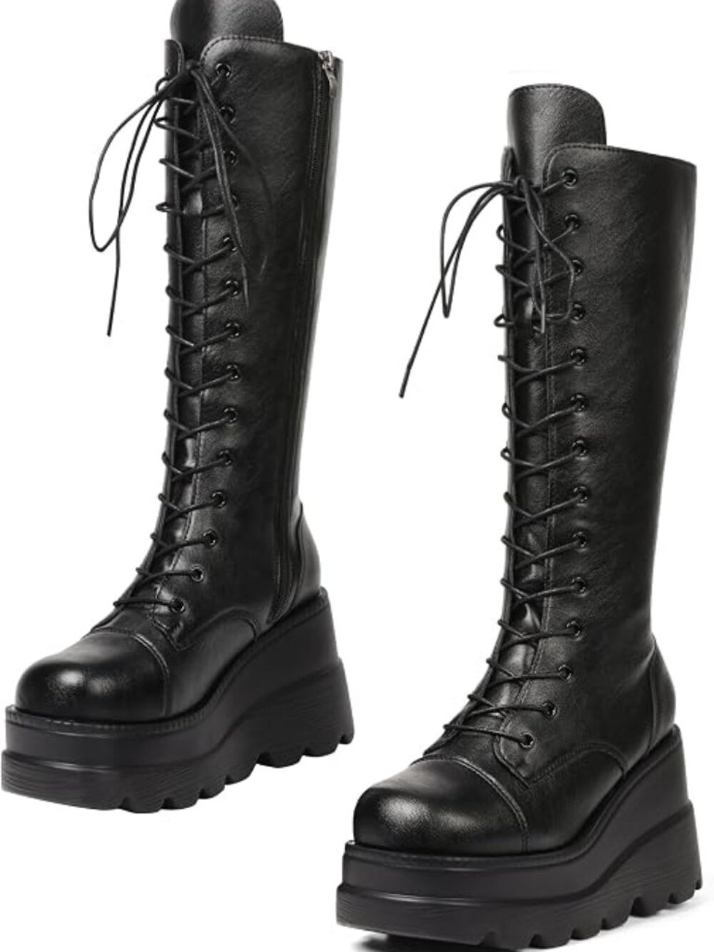 Brand New. Women High Platform Boots Chunky Heel Punk Combat Wedge Goth Boot